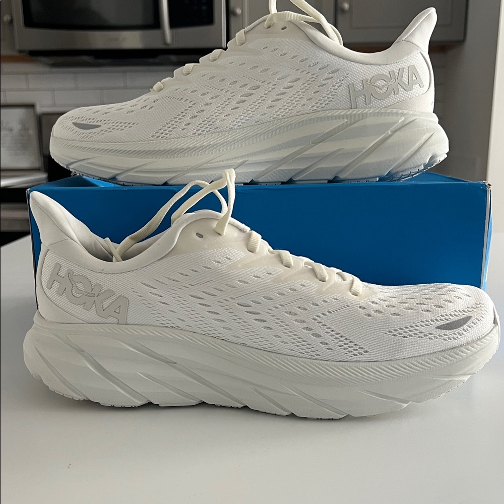 Hoka All-White Clifton 8 Athletic Sneakers